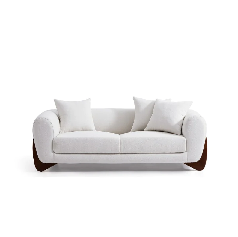 Modern White Boucle Couch 3-Seater Sofa