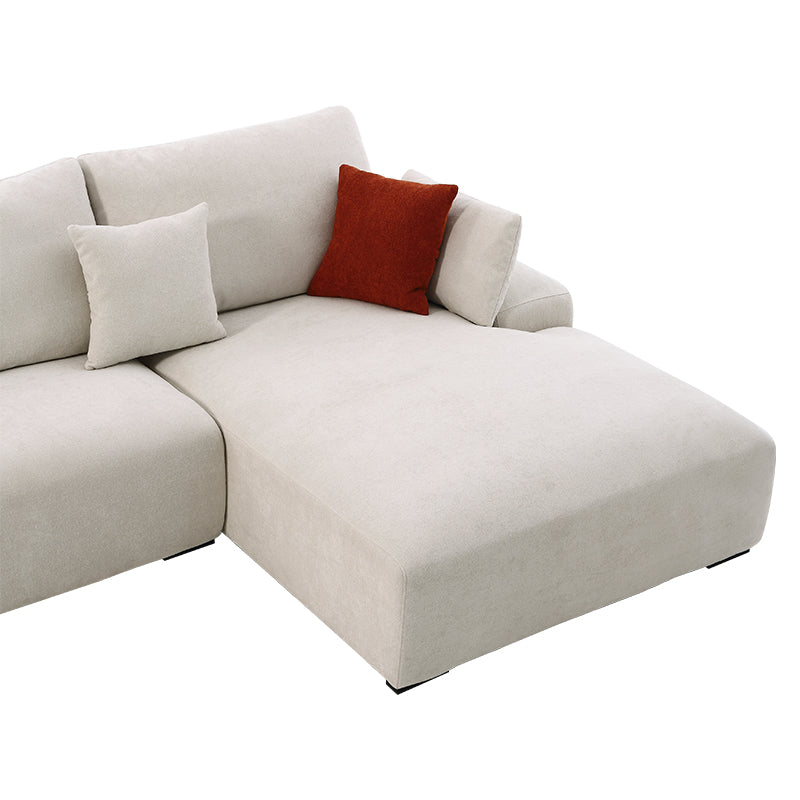 Beige Fabric Upholstered L-Shaped Sectional Sofa