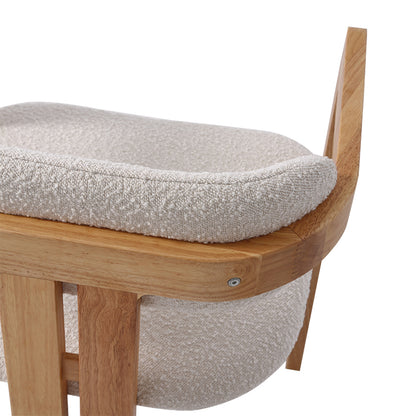 Solid Wood Upholstered Boucle Leisure Chair