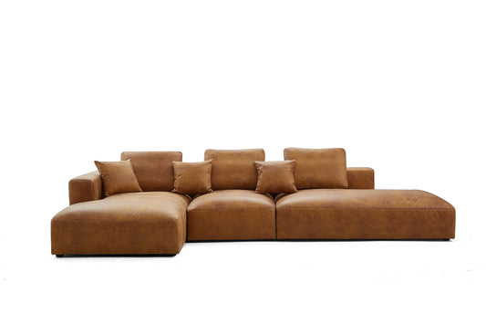 Living Room Brown Tech Fabric Sectional Sofa