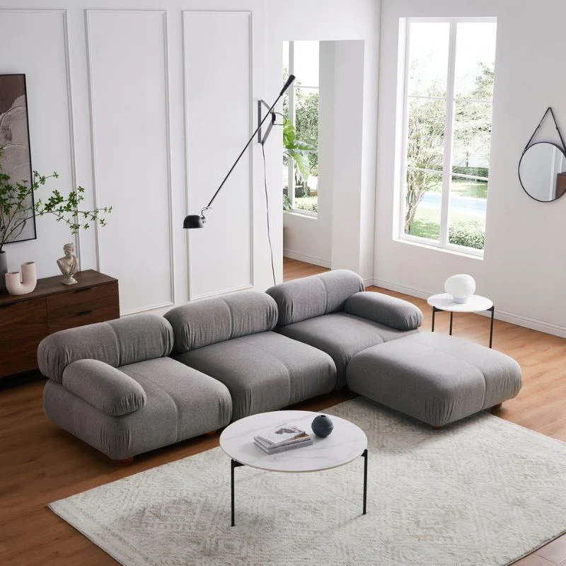 3-Seater Modular Grey Fabric Sofa