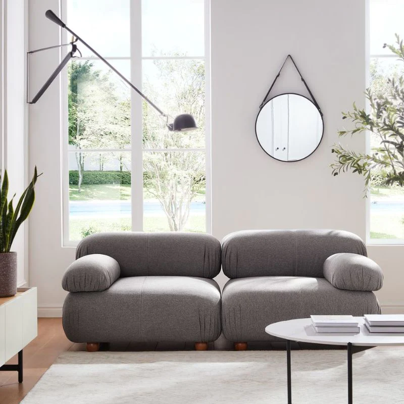 3-Seater Modular Grey Fabric Sofa