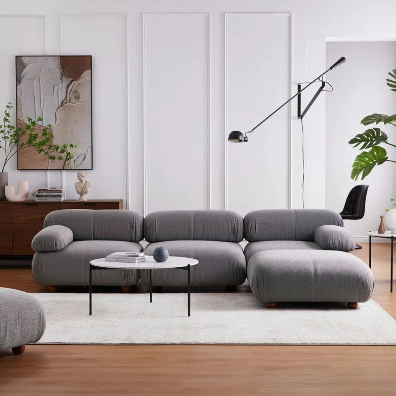 3-Seater Modular Grey Fabric Sofa