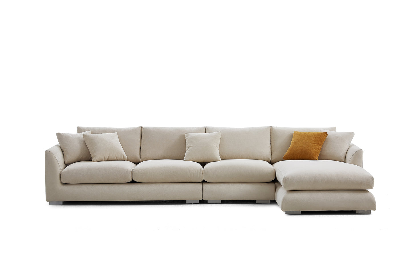 Aalto Fresh White Upholstered Fabric L-Shaped Sectional Sofa