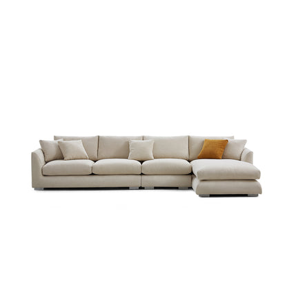 Aalto Fresh White Upholstered Fabric L-Shaped Sectional Sofa