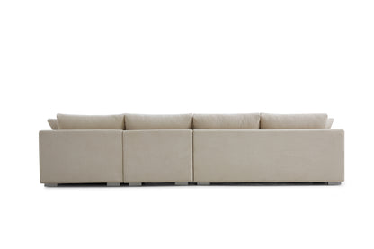 Aalto Fresh White Upholstered Fabric L-Shaped Sectional Sofa