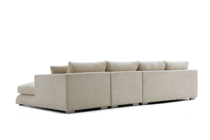 Aalto Fresh White Upholstered Fabric L-Shaped Sectional Sofa