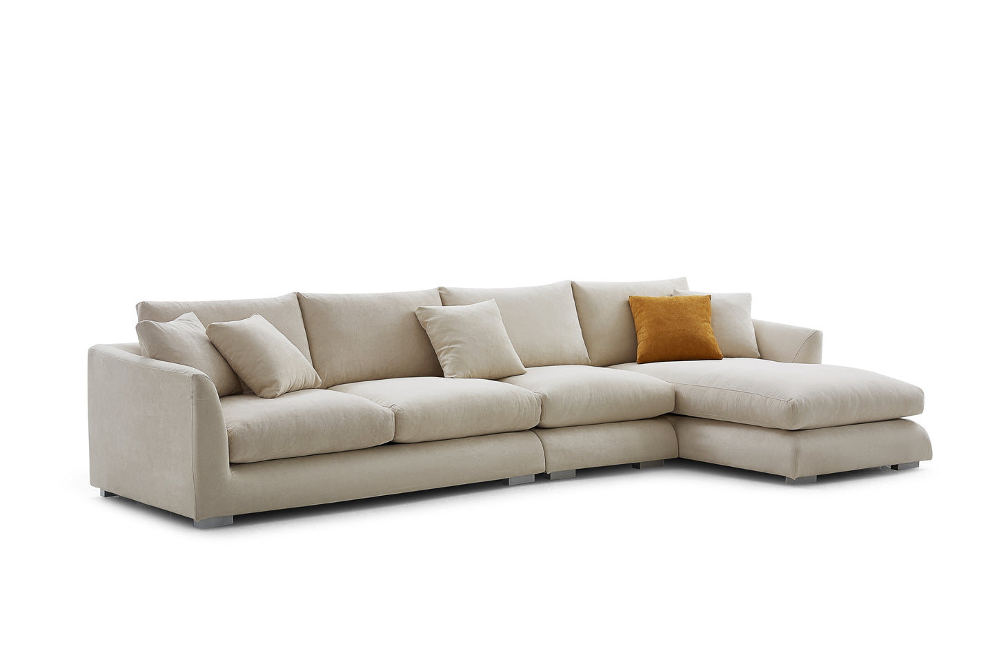 Aalto Fresh White Upholstered Fabric L-Shaped Sectional Sofa