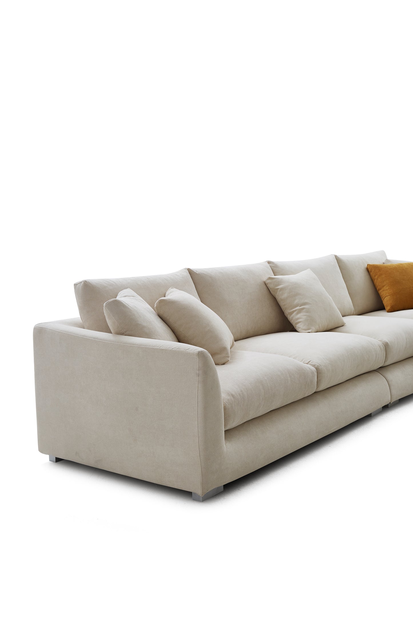 Aalto Fresh White Upholstered Fabric L-Shaped Sectional Sofa