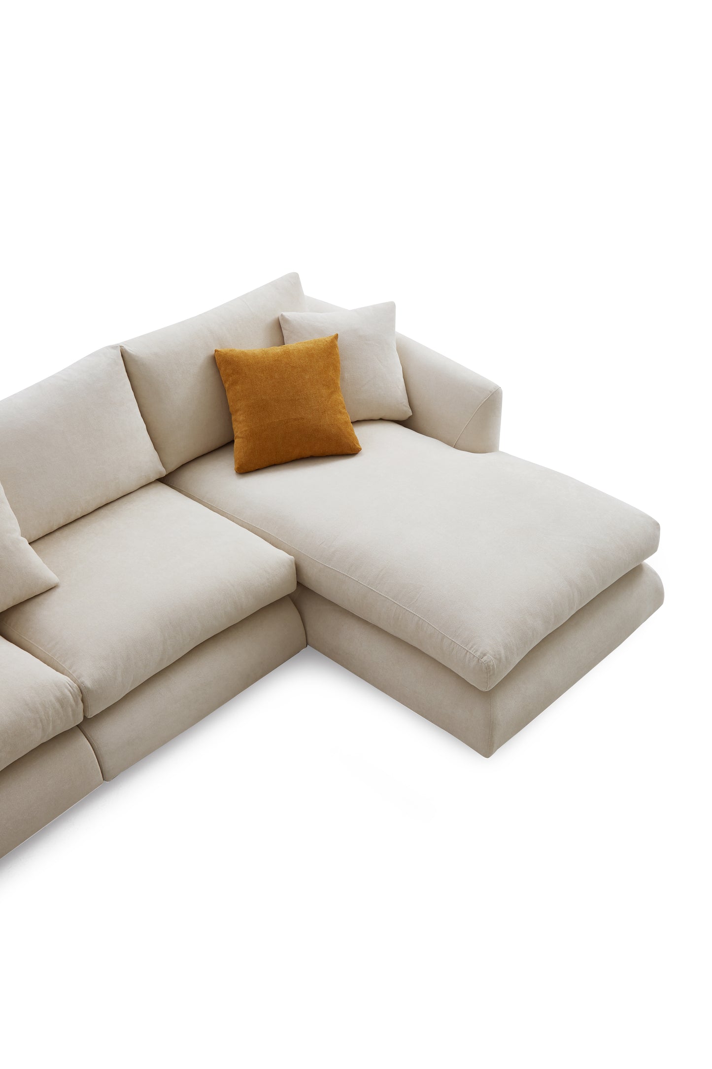 Aalto Fresh White Upholstered Fabric L-Shaped Sectional Sofa