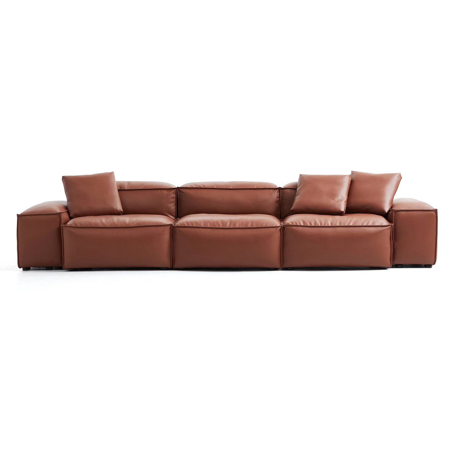 Brown Leather Double-Sided Sectional Sofa