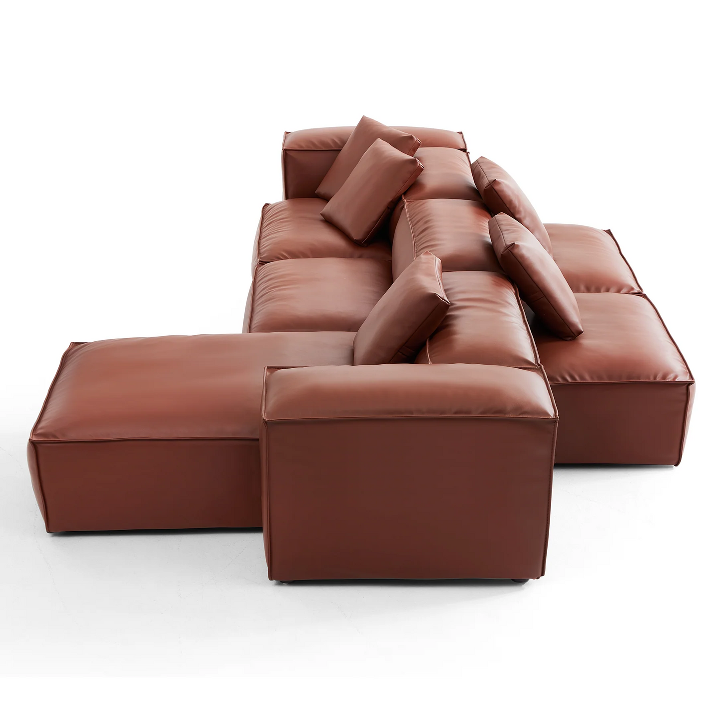 Brown Leather Double-Sided Sectional Sofa