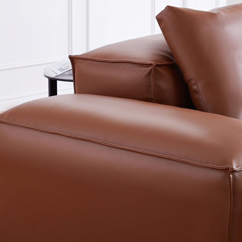 Brown Leather Double-Sided Sectional Sofa