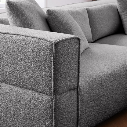 4- Seater Modern Boucle Sofa Grey