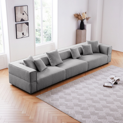 4- Seater Modern Boucle Sofa Grey