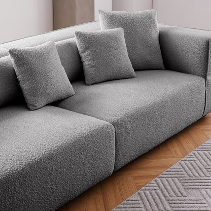 4- Seater Modern Boucle Sofa Grey