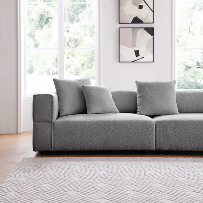 4- Seater Modern Boucle Sofa Grey