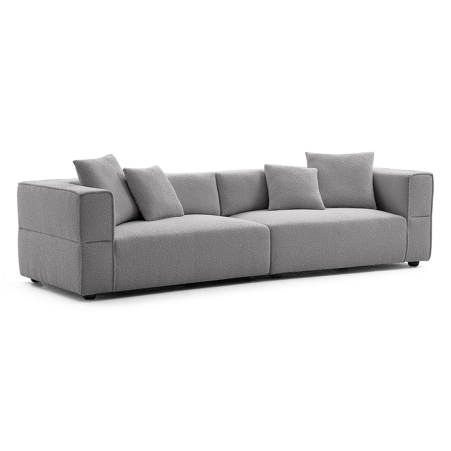 4- Seater Modern Boucle Sofa Grey