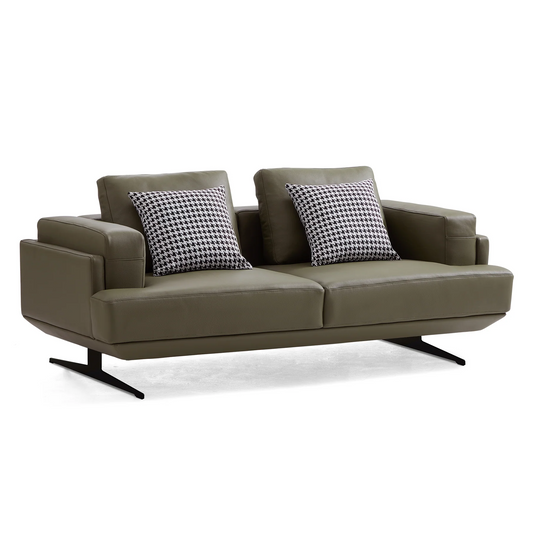 Minimalist Designs Olive Leather Couch Set