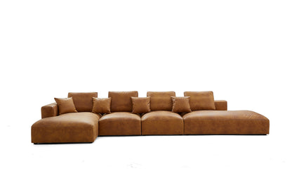 Living Room Brown Tech Fabric Sectional Sofa