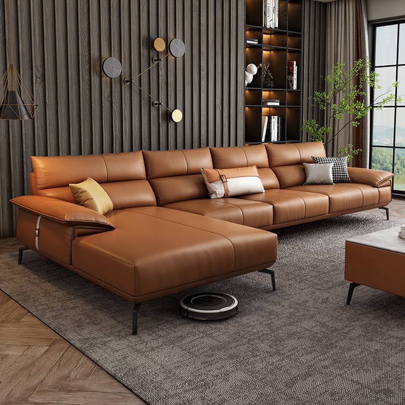 Indoor Living Room Genuine Leather Sectional Sofas Set