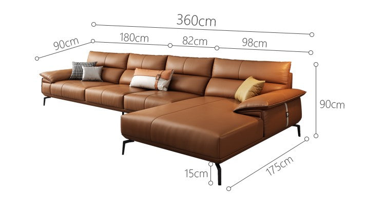 Indoor Living Room Genuine Leather Sectional Sofas Set