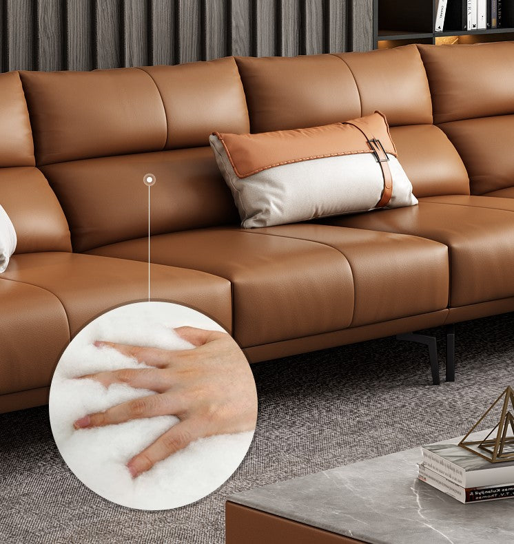 Indoor Living Room Genuine Leather Sectional Sofas Set