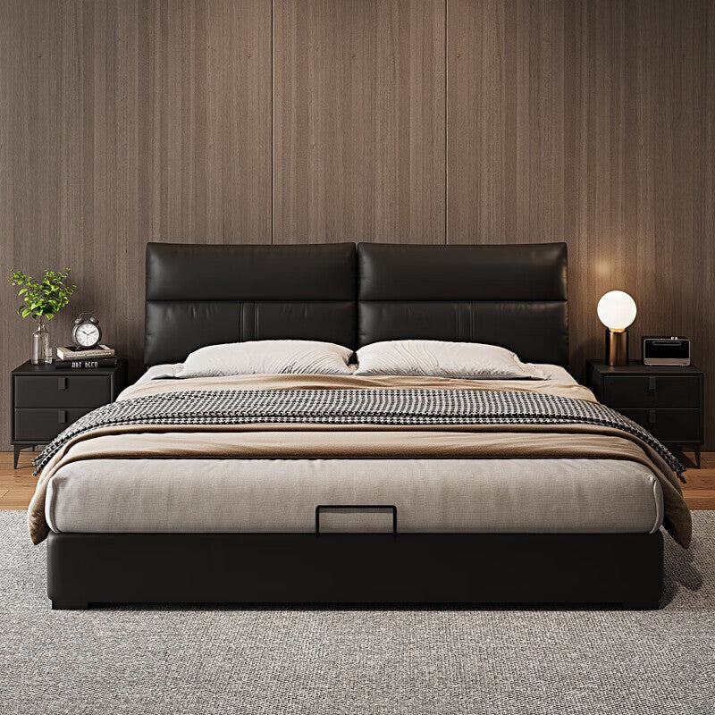 Genuine Leather Upholstered Soft Bed