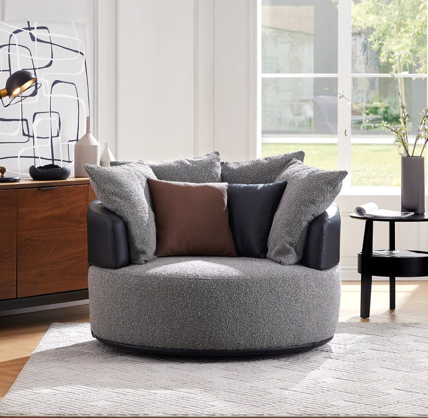 Modern Round Armchair Upholstered Leisure Sofa Chair