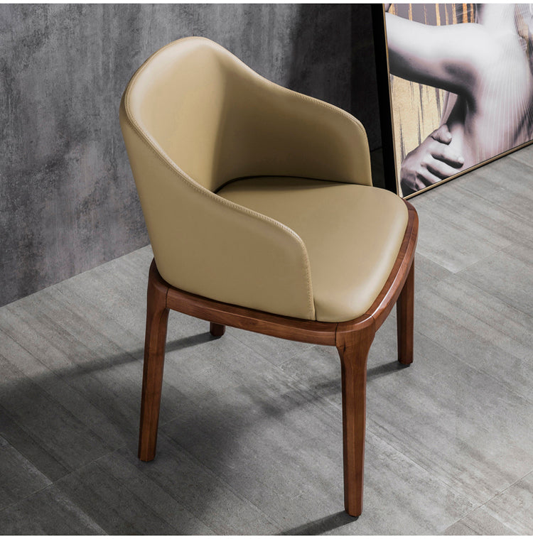 Classical Indoor Wooden PU Leather Dining Chair