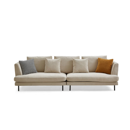 Beige Leathaire Fabric Upholstered 4-Seater Sofa