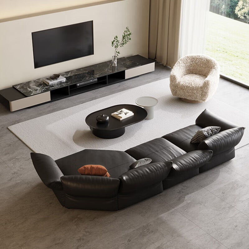 Nappa Leather Petal Shaped Standard Sectional Sofa