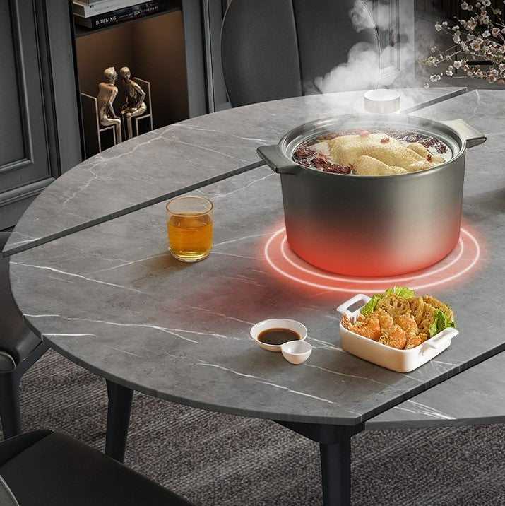 Extendable Round Dining Table With Hidden Induction Cooker