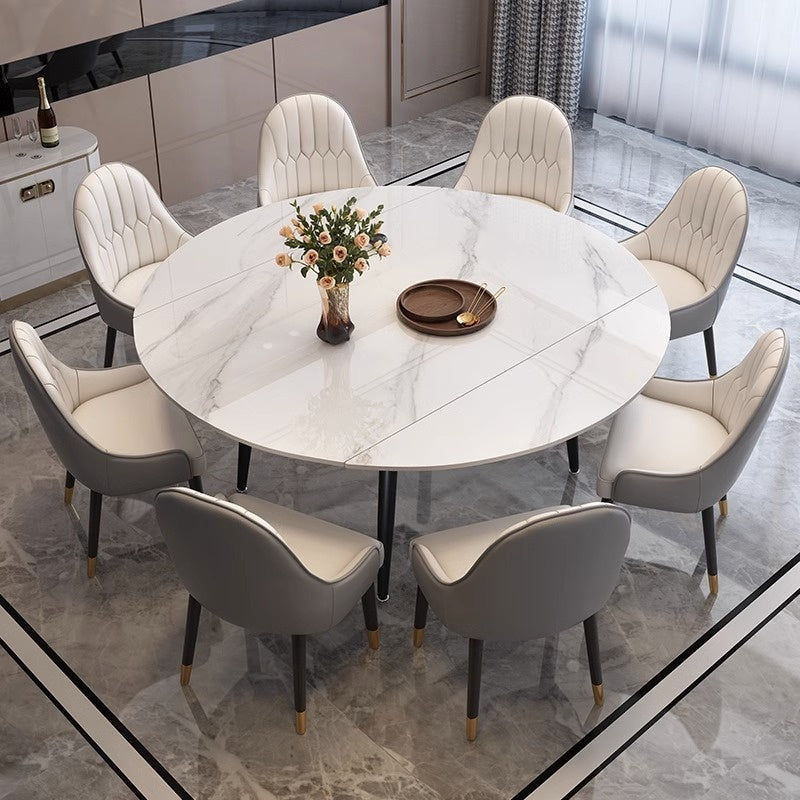 White Extendable 8 Seater Round Dining Table