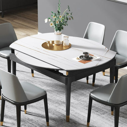 Solid Wood Frame Extendable Round Dining Table