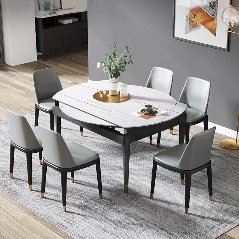 Solid Wood Frame Extendable Round Dining Table