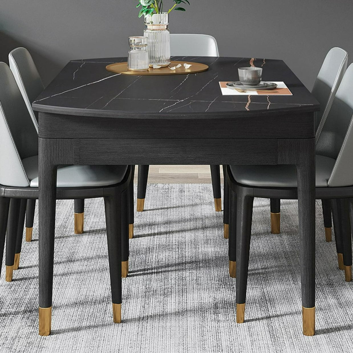 Solid Wood Frame Extendable Round Dining Table