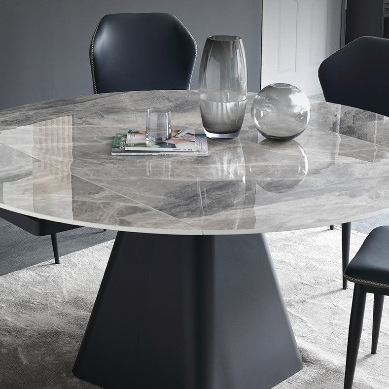 Trendy Look Dining Table With Rotating Metal Base