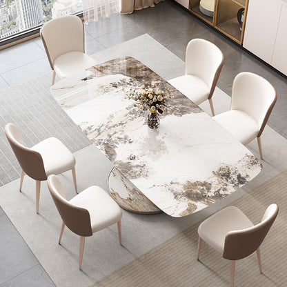 Luxury Sintered Stone Top Retangular Dining Table With Metal Base