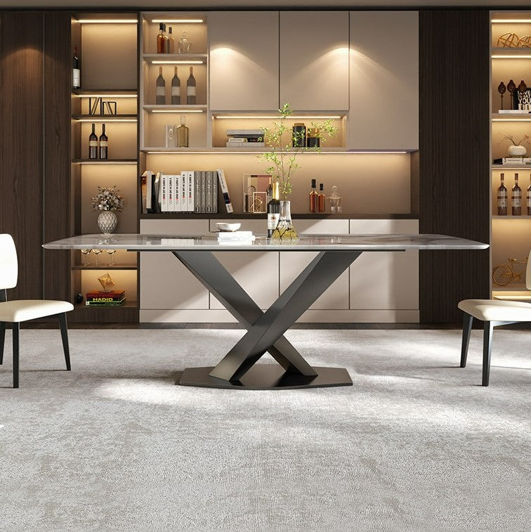 Minimalistic Style Sleek Designed Super Crystal Stone Dining Table