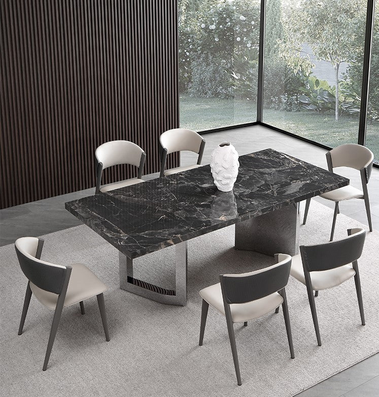 Stainless Steel Frame Sintered Stone Top Modern Dining Table