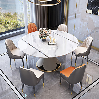 6 Seaters Extendable Round Dining Table