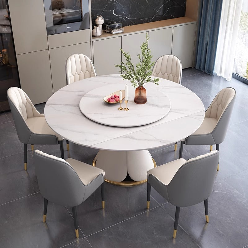 6 Seaters Extendable Round Dining Table