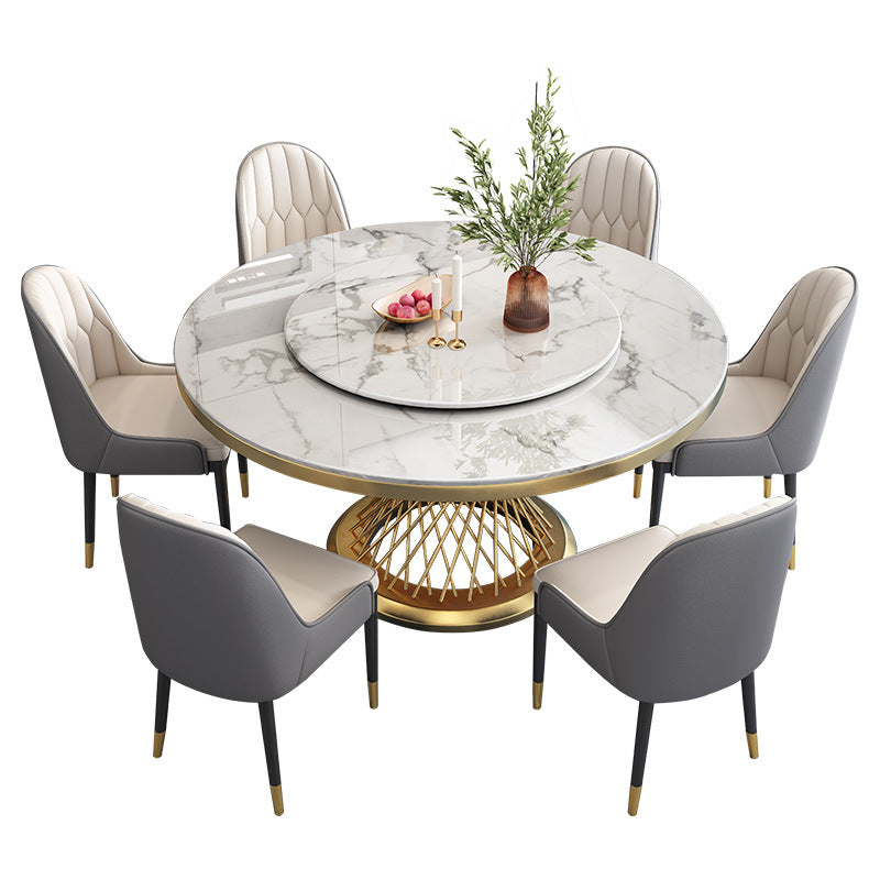 Sintered Stone Round Dining Table with Lazy Susan