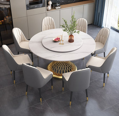 Sintered Stone Round Dining Table with Lazy Susan