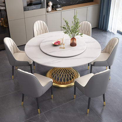 Sintered Stone Round Dining Table with Lazy Susan