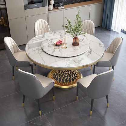 Sintered Stone Round Dining Table with Lazy Susan