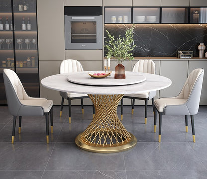 Sintered Stone Round Dining Table with Lazy Susan