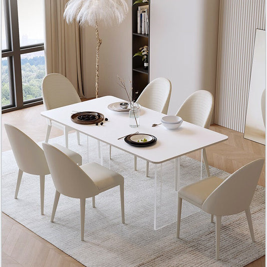 Rectangle Acrylic Legs Sintered Stone Top Dining Table