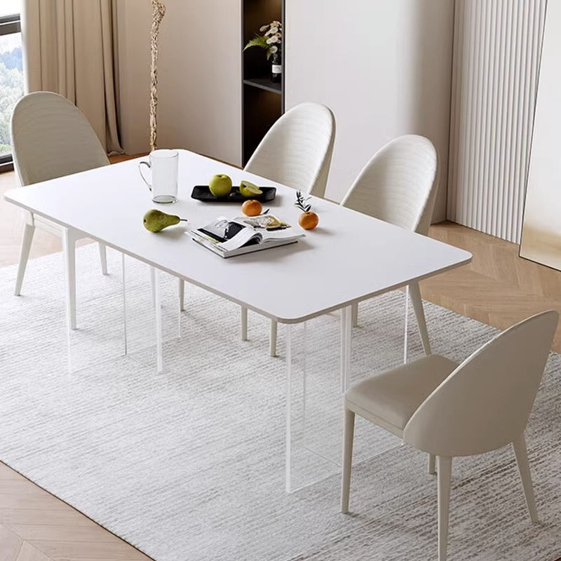 Rectangle Acrylic Legs Sintered Stone Top Dining Table